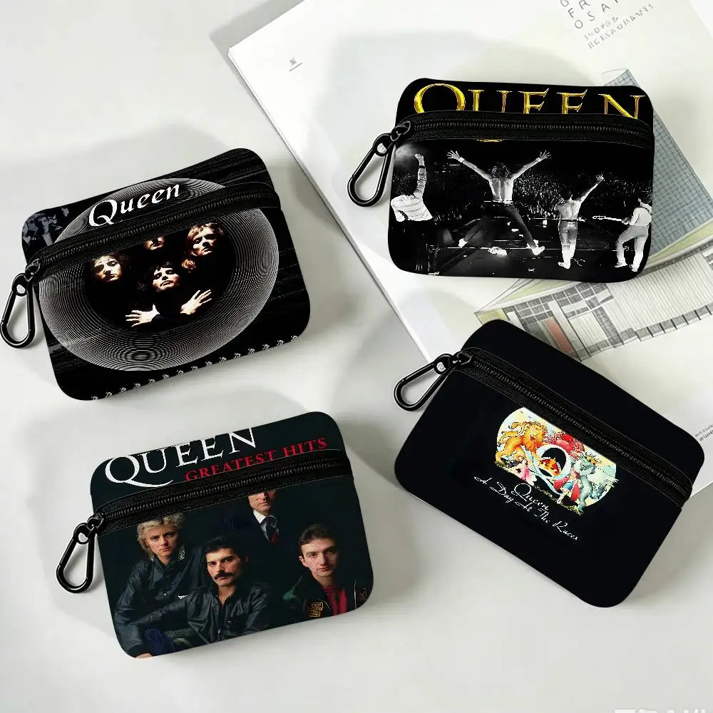 Pop Classic Q-Queen Band Multifunctional Oxford Cloth Small Pouch With Hook Mini Coin Wallet Earbud Storage Bag