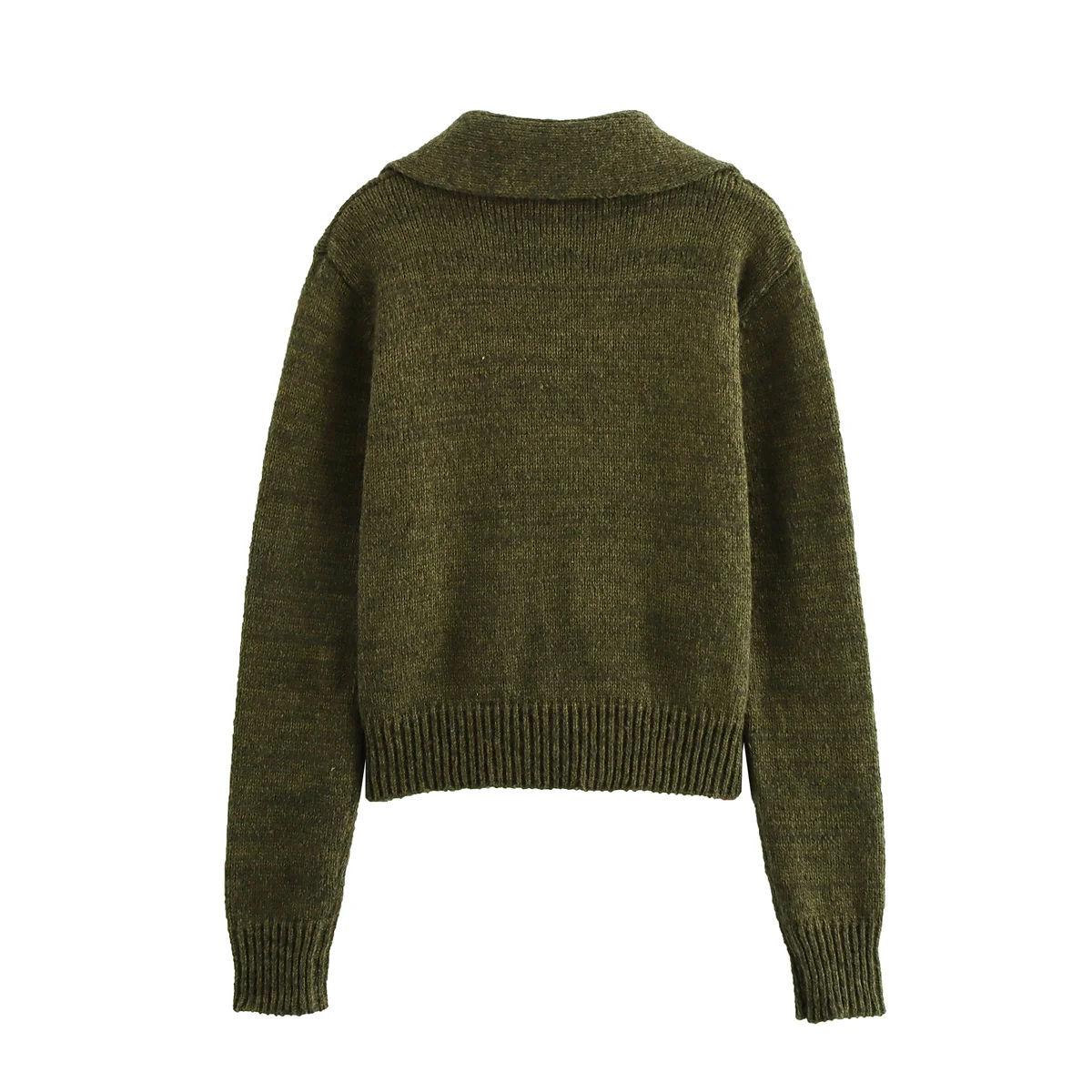 Top de manga larga de punto para mujer, suéteres bonitos, cárdigans elegantes, prendas de punto con doble botonadura, ropa Vintage, suéteres verde militar