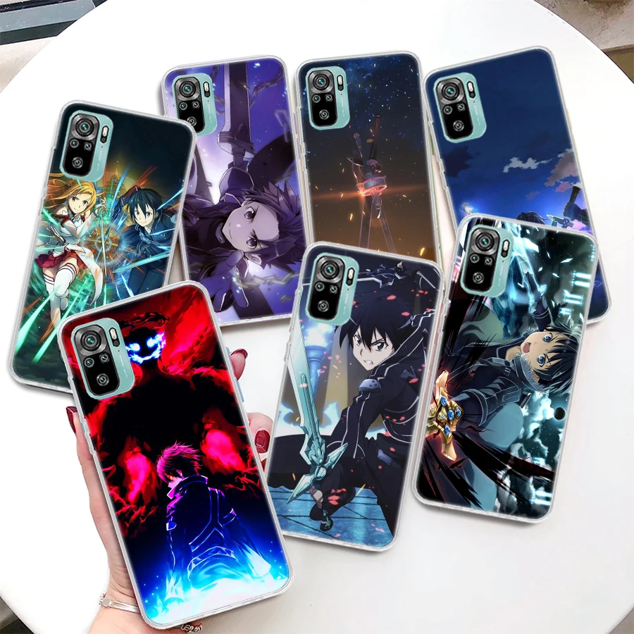 Sword Art Online Kirito Asuna Coque Phone Case For Xiaomi Redmi 12 10 9 9A 9C 9T 12C 8 8A 7 7A 10A 10C 6 6A K20 K30 K40 Pro S2