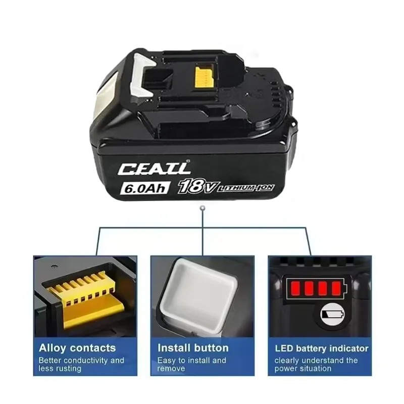 

Original For Makita 6.0AhBattery for Makita 18V BL1830B BL1850B BL1850 BL1840 BL1860 BL1815 Replacement Lithium Battery