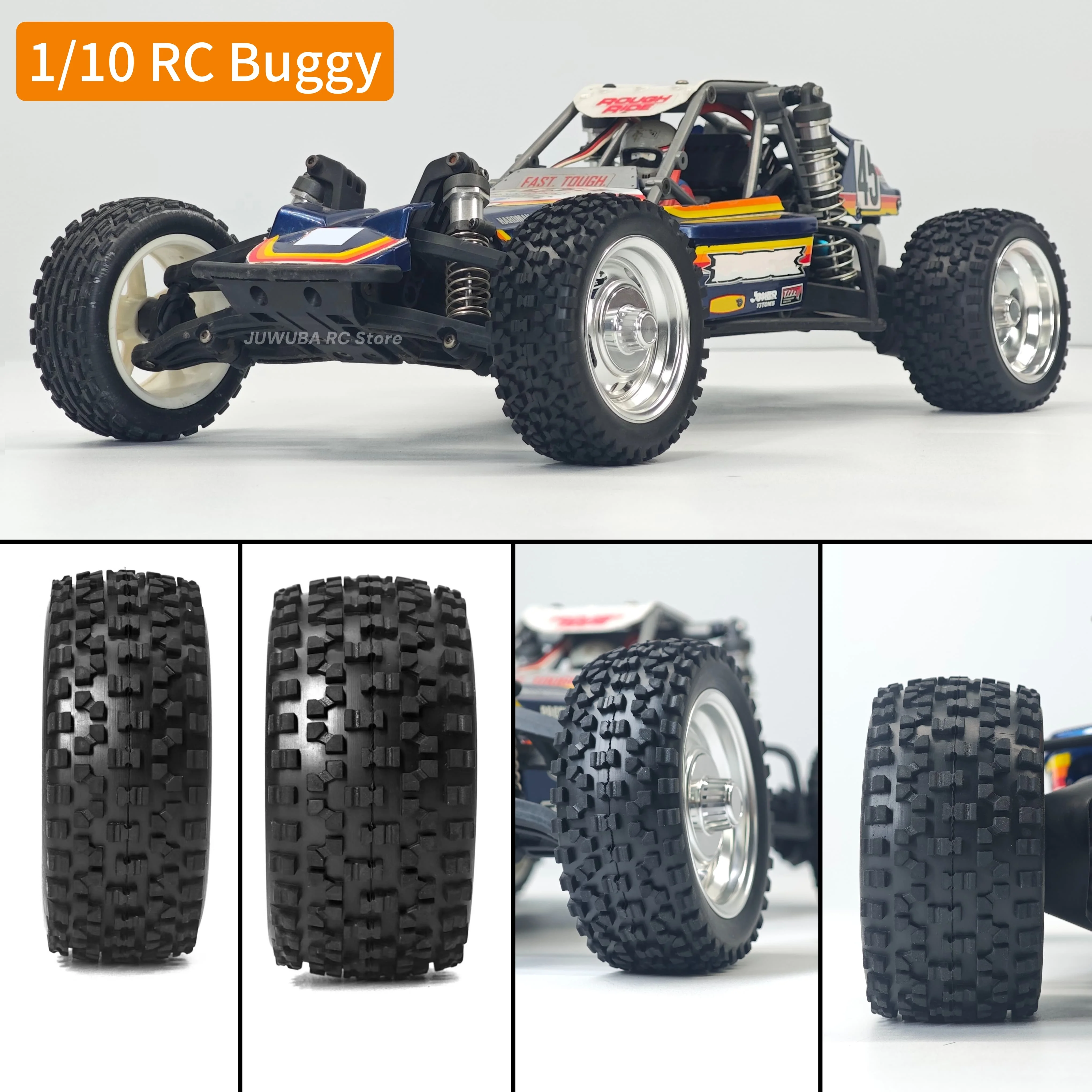 2 PCS 1/10 RC Buggy All-Terrain Tires Universal Tire Front and Rear Tyres JDMODEL JDM-258 for Electric Off-Road RC Car