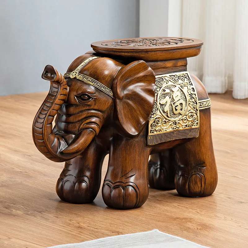 Elephant Shaped Entryway Shoe Changing Stool Creative Living Room Bench Decorative Floor Ornament Housewarming Gift