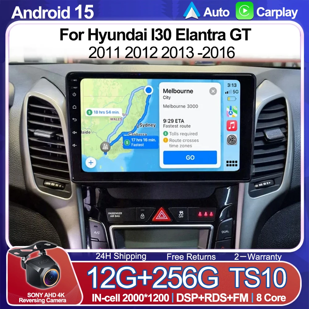 أندرويد 15 لشركة هيونداي I30 إلنترا GT 2011 2012 2013 2014 2015 2016 2Din مشغل راديو السيارة دعم DAB + TPMS الكاميرا الخلفية واي فاي 5G #1