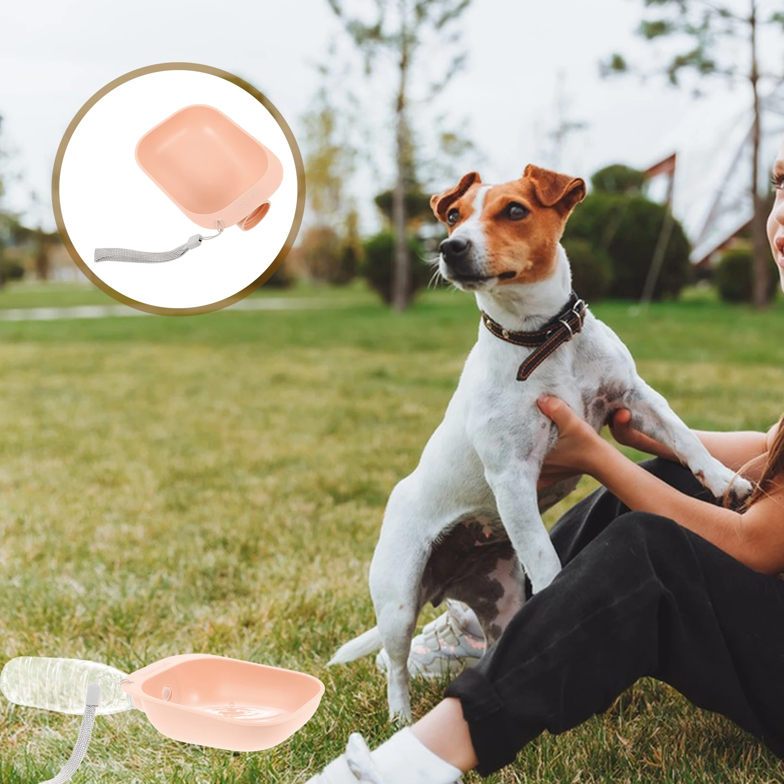 

New Pet Feeder Pink Portable Dog Bowl Connector Mineral Bottle Pet Water Bottle Drinking Bowl Easy Clean ABS Travel Accessories