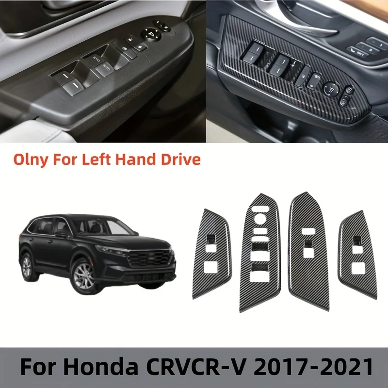 

Carbon Trim fit For Honda CRV CR-V 2017 2018 2019 2020 2021 Car Inner Armrest Window Glass Lift Switch Garnish Protector Cover