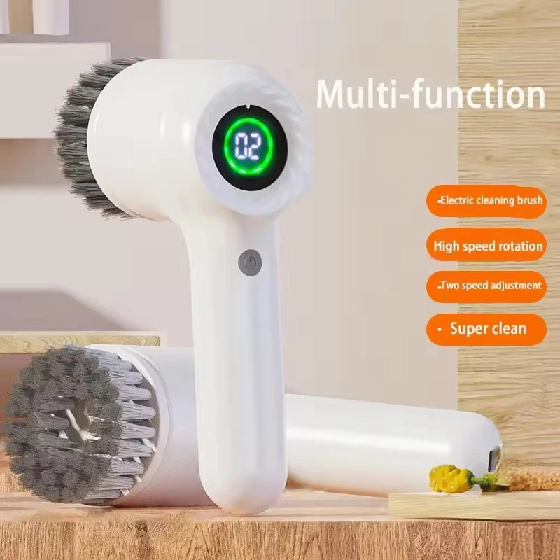 Zai Xiao Electric Scrubber LED Display Cleaning Brush Waterproof High Speed ​​Powerful 4head Cleaning Brush For Bathroom Kitchen