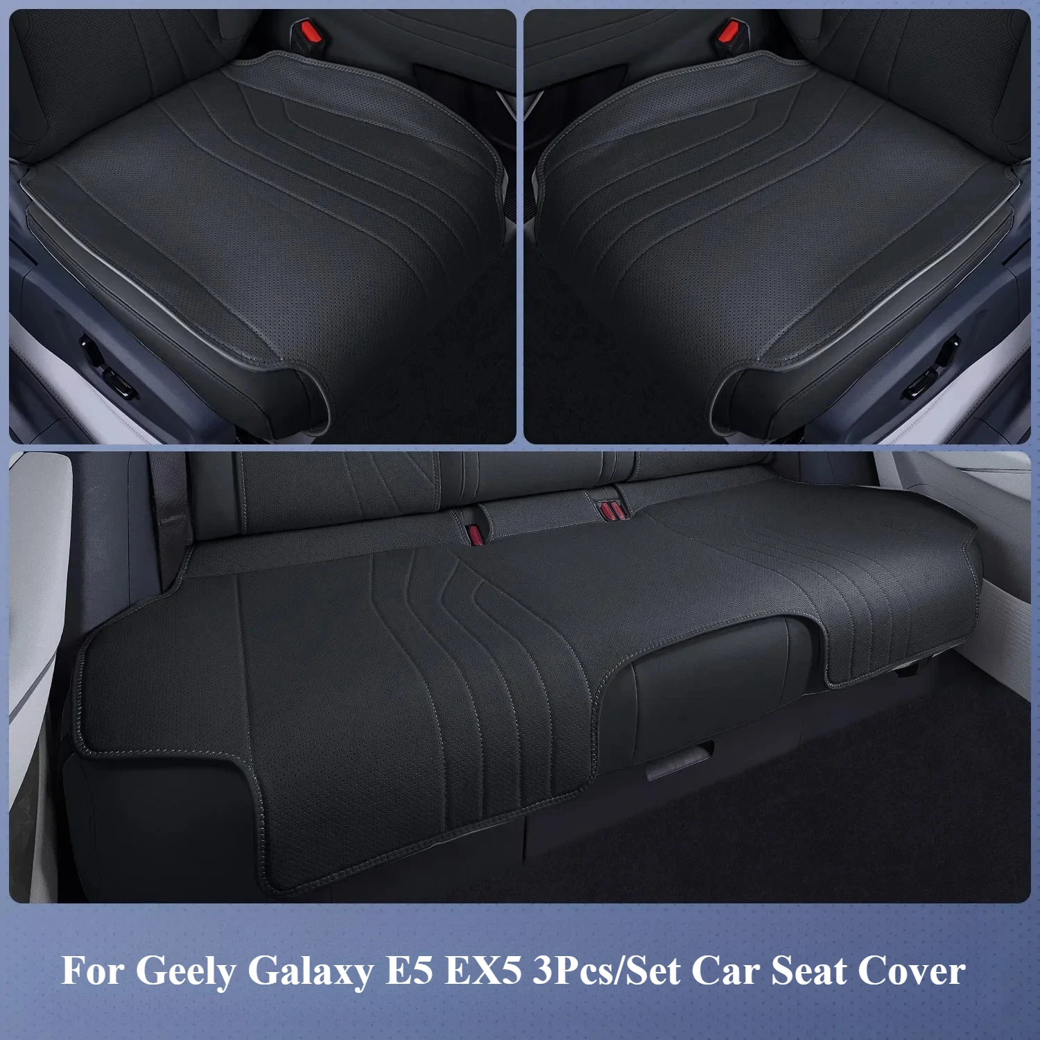 3Pcs/Set Car Seat Bottom Cushion Four Seasons Leather Breathable Front Rear Seat Cover Pad Accessories For Geely Galaxy E5 EX5