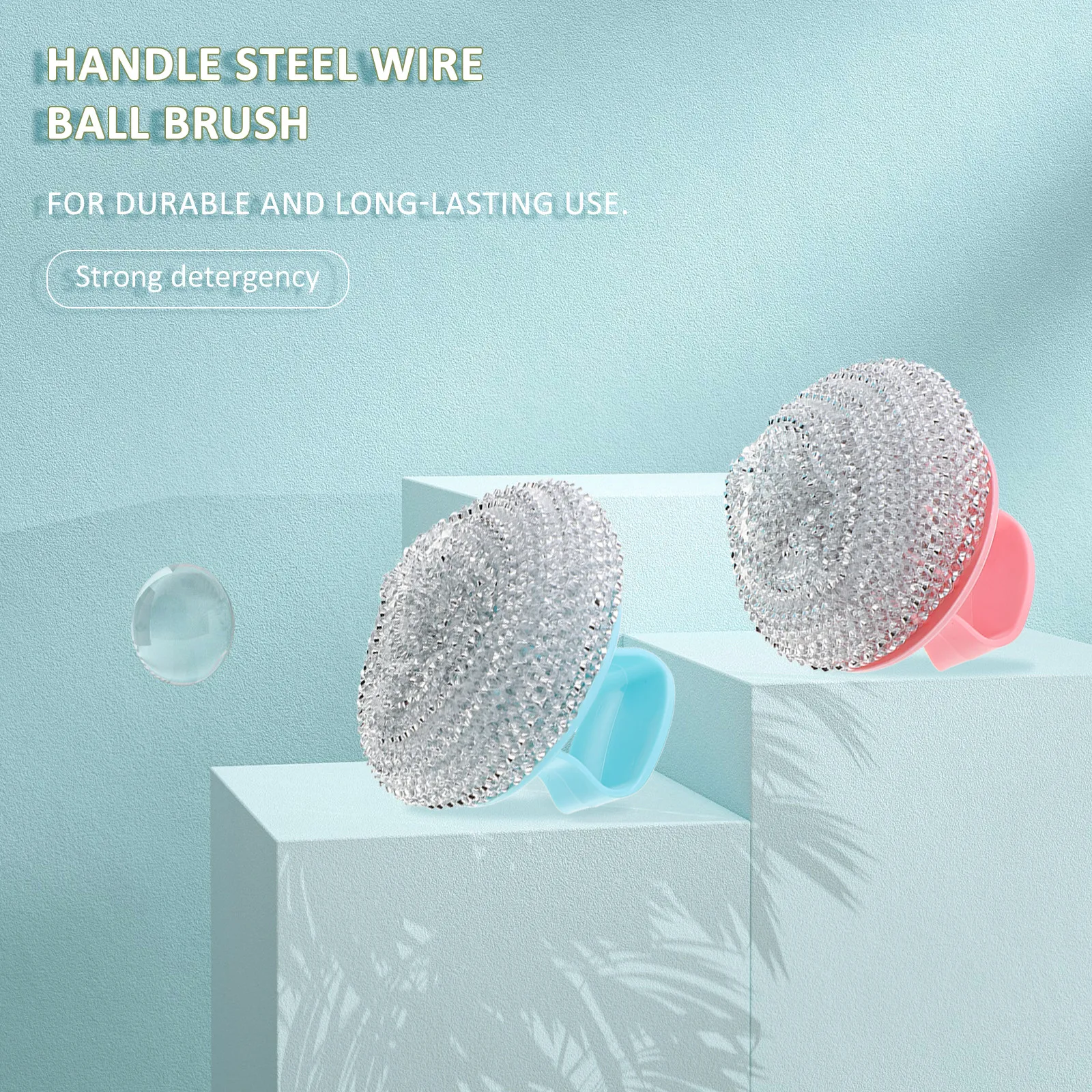 

8pcs Steel Ball Brush Ergonomic H Durable Use Comfort Grip H Steel Wire Ball Brush Kitchen Cleaner Scourer Pad