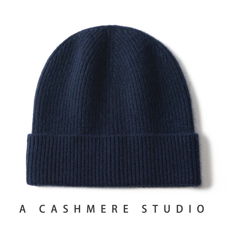 Winter New Hat for Men Knitted Korea Beanie Thick Hats Autumn Outdoor Warm Streetwear Cap Man 100% Cashmere Solid Color Soft Hat, image 4
