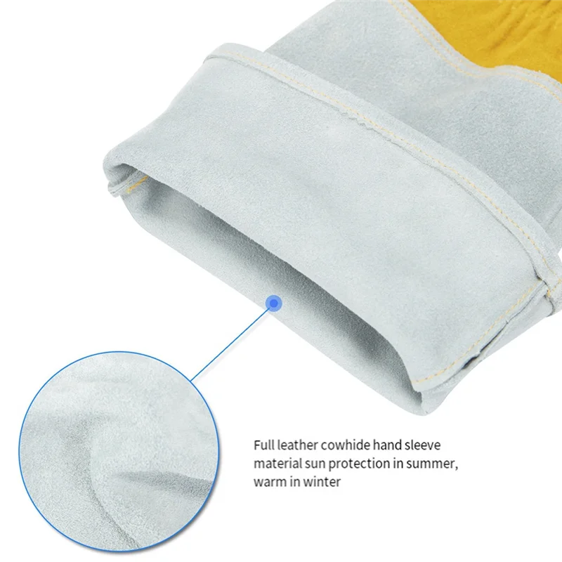

PZHI-Cowhide Gloves Gardening Gloves Extended Anti-Puncture And Anti-Insect Bite Welder General Labor Protection Gloves