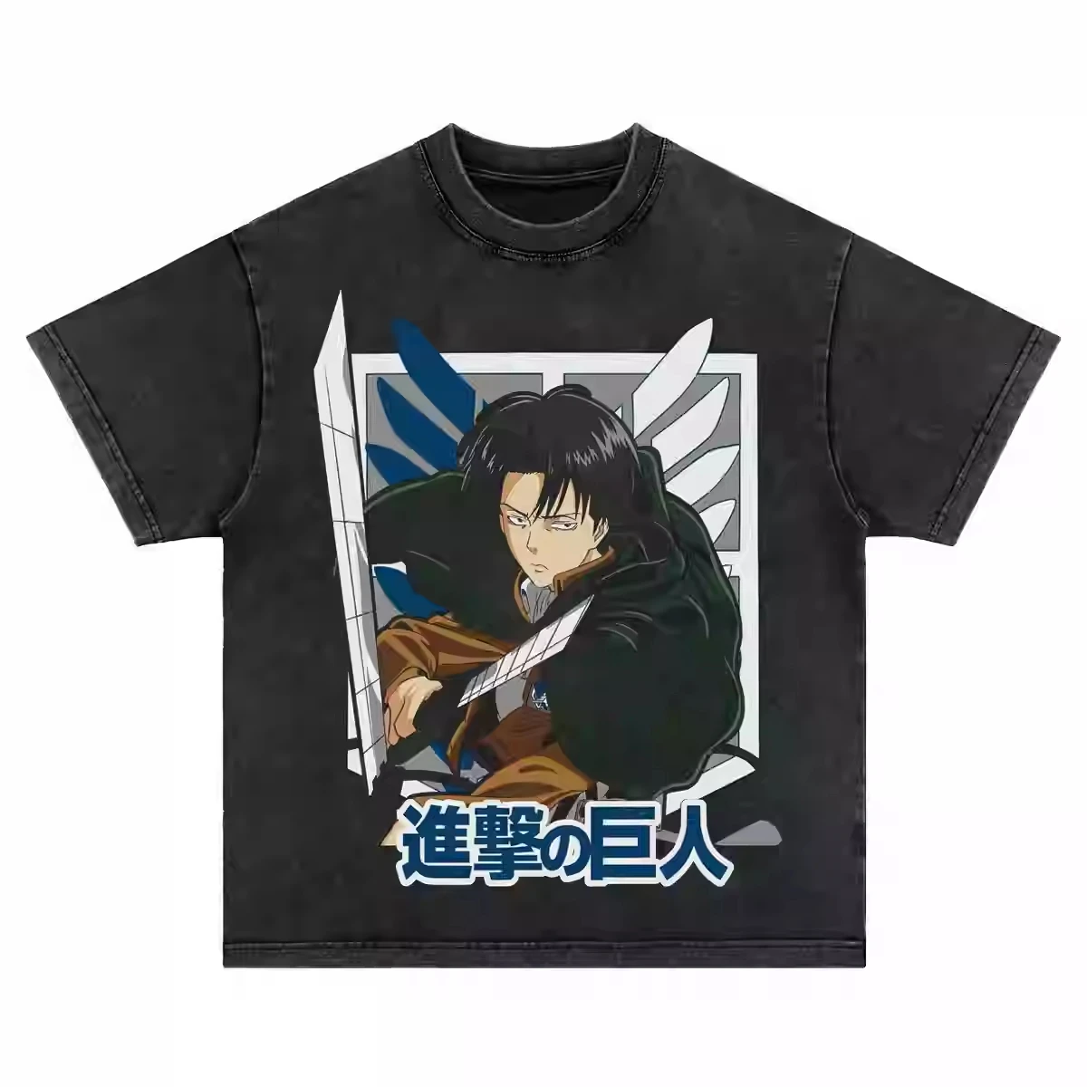 

2025 American Retro Animation Attack Giant Washed To Do Old Cotton Heavy Round Neck Short-sleeved T-shirt Men and Women Ins