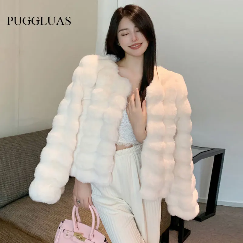 2024 Winter Fashion Faux Fur Coat Women Korea Fashion Warm Feather Coats Cardigan Short Outercoat Lady Party Elegant Outfits New