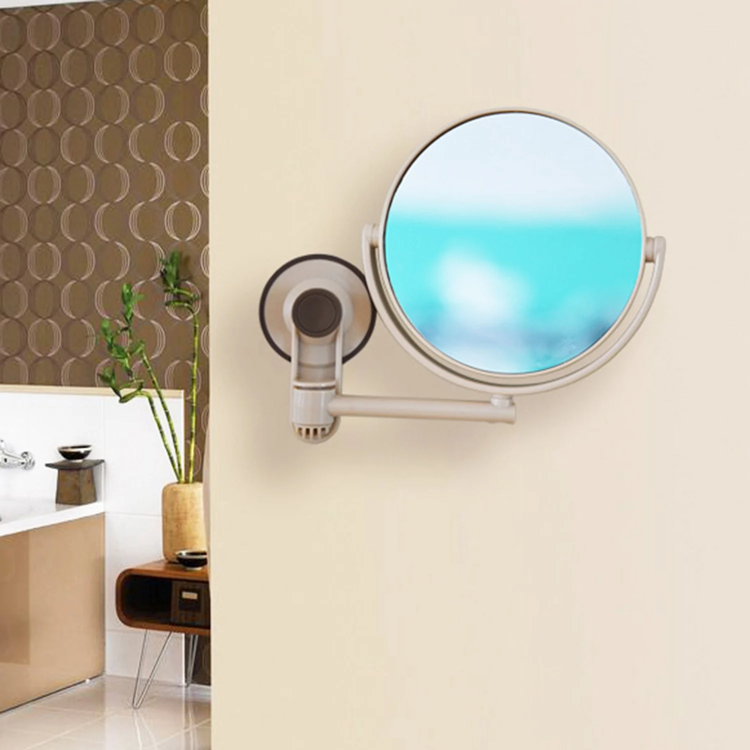 Miroir cosmétique de bain avec ventouse à grossissement 1X/3X, miroir de maquillage réglable, miroir HOMirror double face