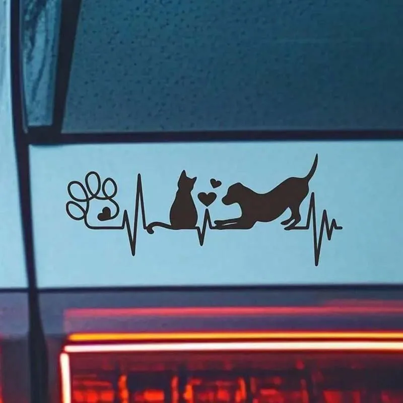 Dog and cat heart-shaped car stickers, paw print stickers, fun car stickers for animal lovers, cute dog and cat enthusiast car s