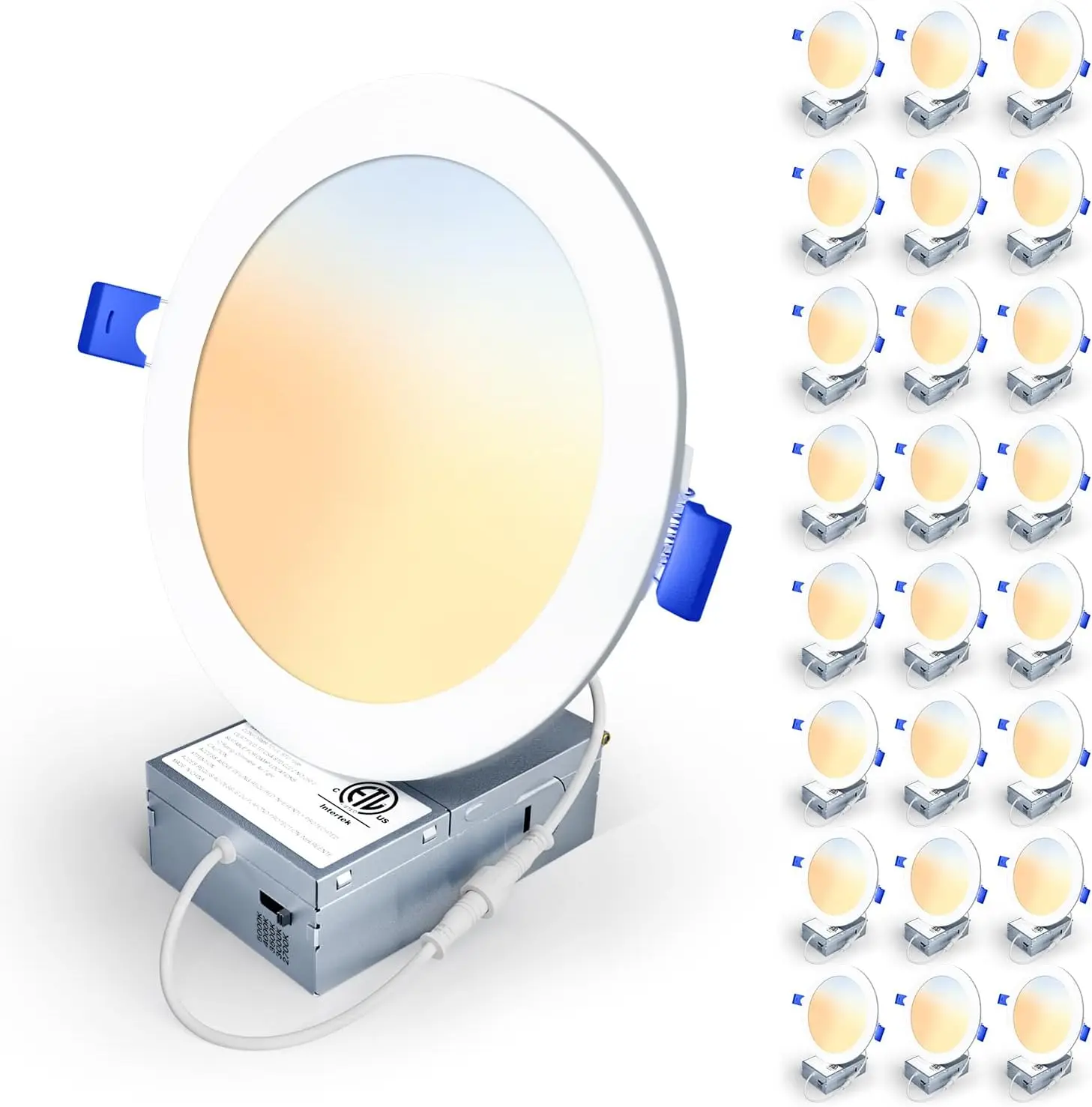 

24 Pack 6 Inch Slim Canless Recessed Lights, Dimmable LED Downlights with Junction Box, 1200LM 12W