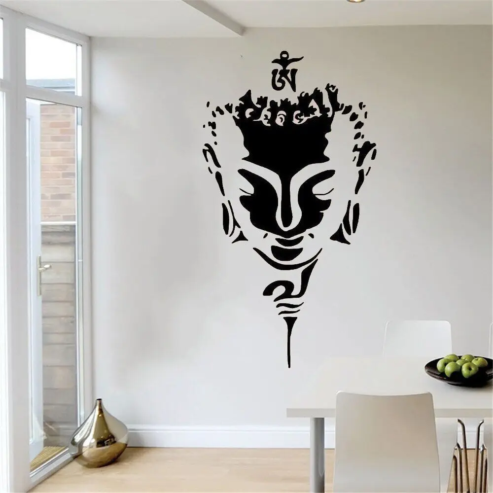 Budda Naklejka ścienna Twarz Minimalistyczny Wektor Buddyzm Zen Joga Fototapeta Dekoracja Pokoju Domowego Ph177