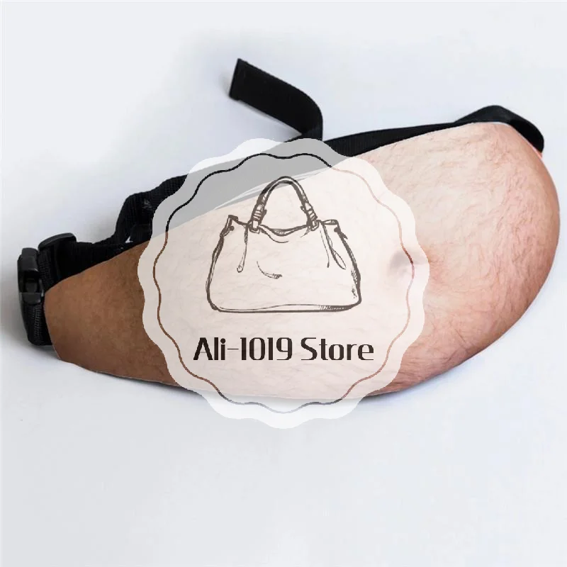 Novelty Men's Dad Bod Money Belt Bag Funny Flesh Color Waterproof Waist Bag for Travel Beach Holiday