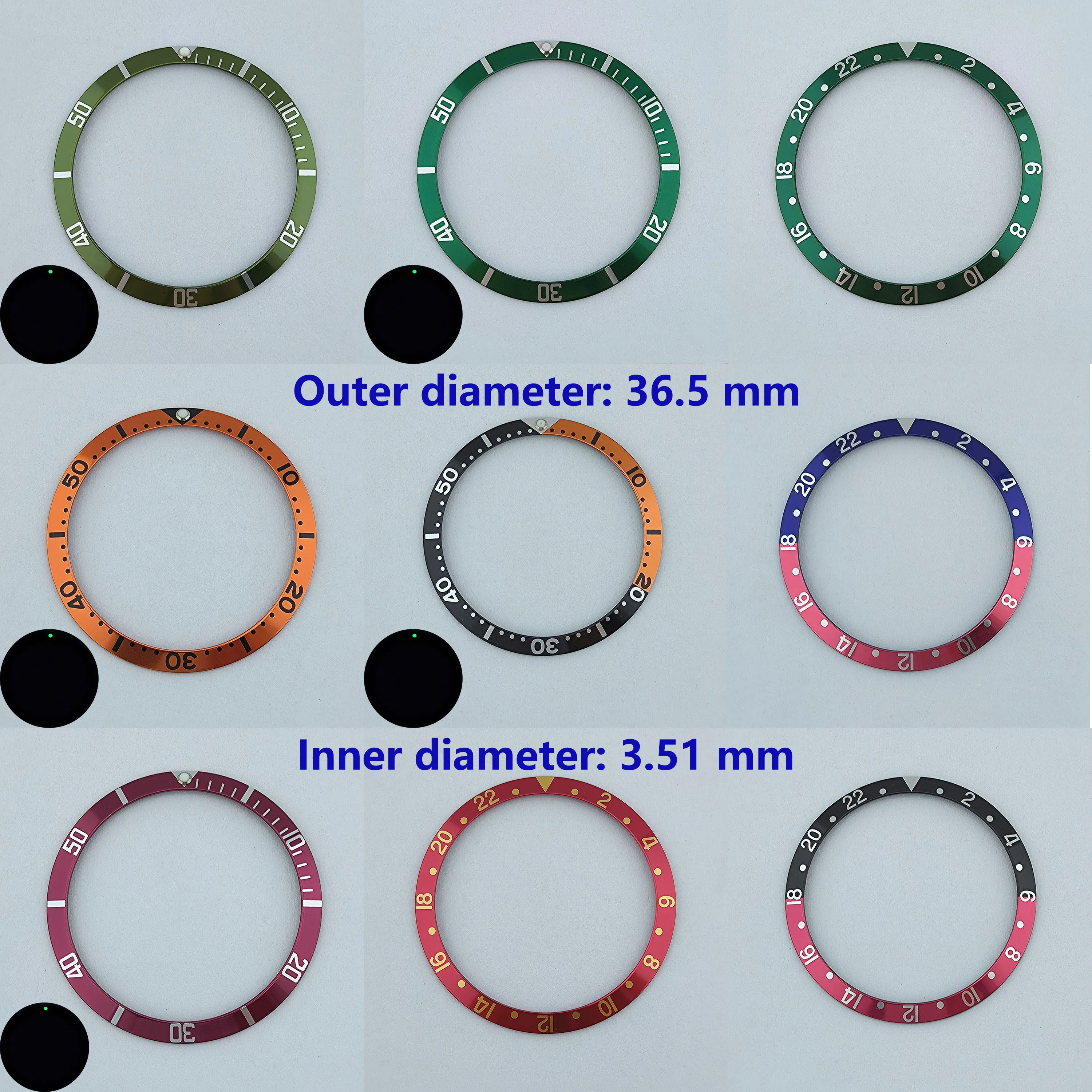 GMT bisel Retro de inserción de aluminio para reloj, herramienta de reparación de accesorios de 40mm, 36,5mm