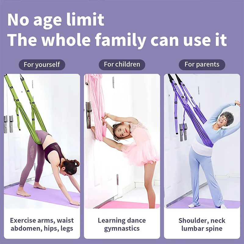 

Luxury Purple Aerial Yoga Rope - Soft Fabric+Stable Support, Home Workout Safety, Single Piece