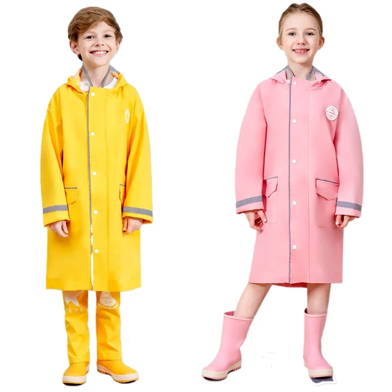 Children's Raincoat Full-Body Poncho for Boys & Girls with Schoolbag Space Thickened Windbreaker Rain Poncho