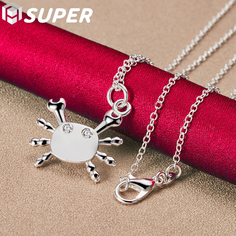 

925 Sterling Silver AAA Zircon Crab Pendant Necklace 16-30 Chain For Woman Man Charm Wedding Engagement Fashion Jewelry