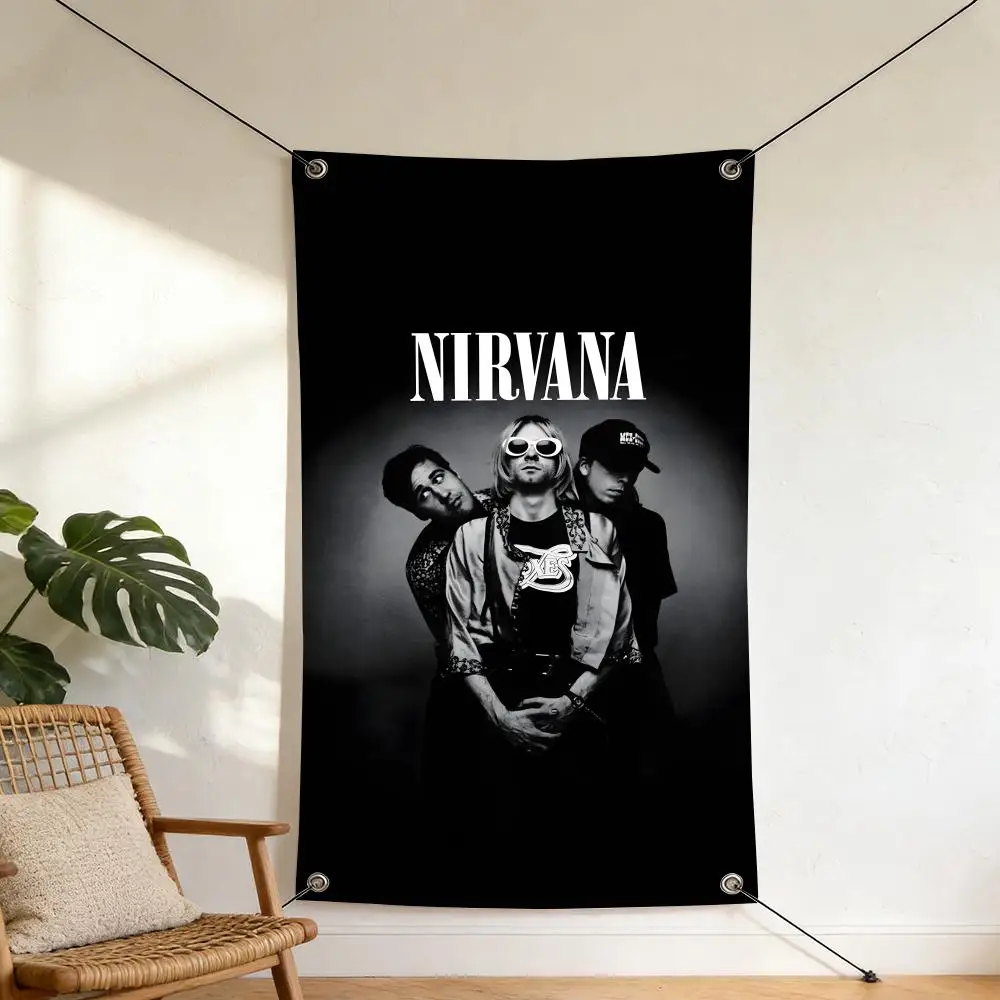 Music N-Nirvana Flags Homey Indoor Flag 4 Metal Grommets, Anti-Wrinkle & Waterproof Design