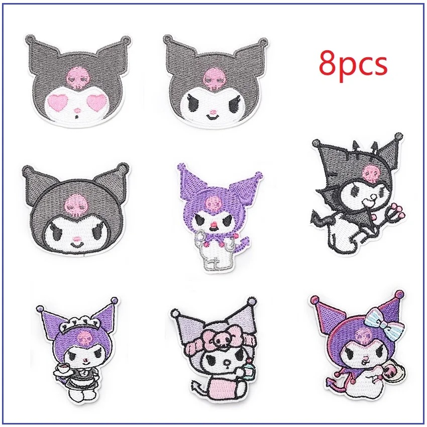 8/14Pcs Cartoon Kuromi Anime Melody Applique For Sew Child Clothes Iron on Embroidery Patch DIY Kwaii Coat T-shirt Decor Badge