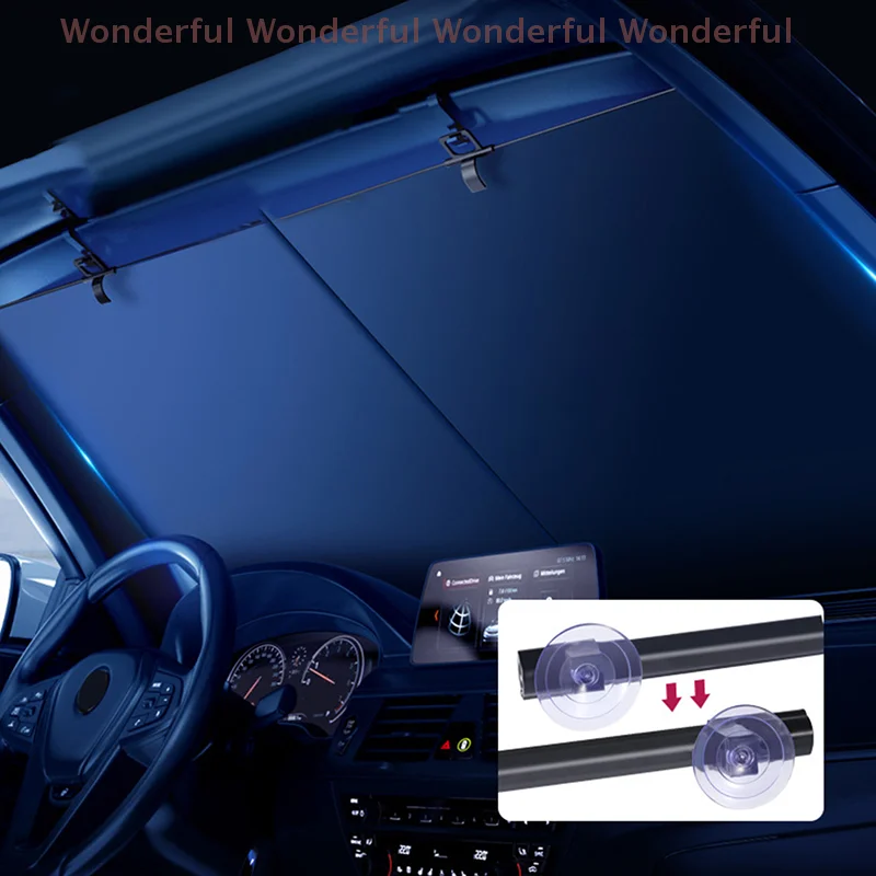 

1pair Car Sun Visor Auto Outdoor Accessories Automatic Retractable Car Sunshade Oxford Cloth Sun Shade Front Windshield