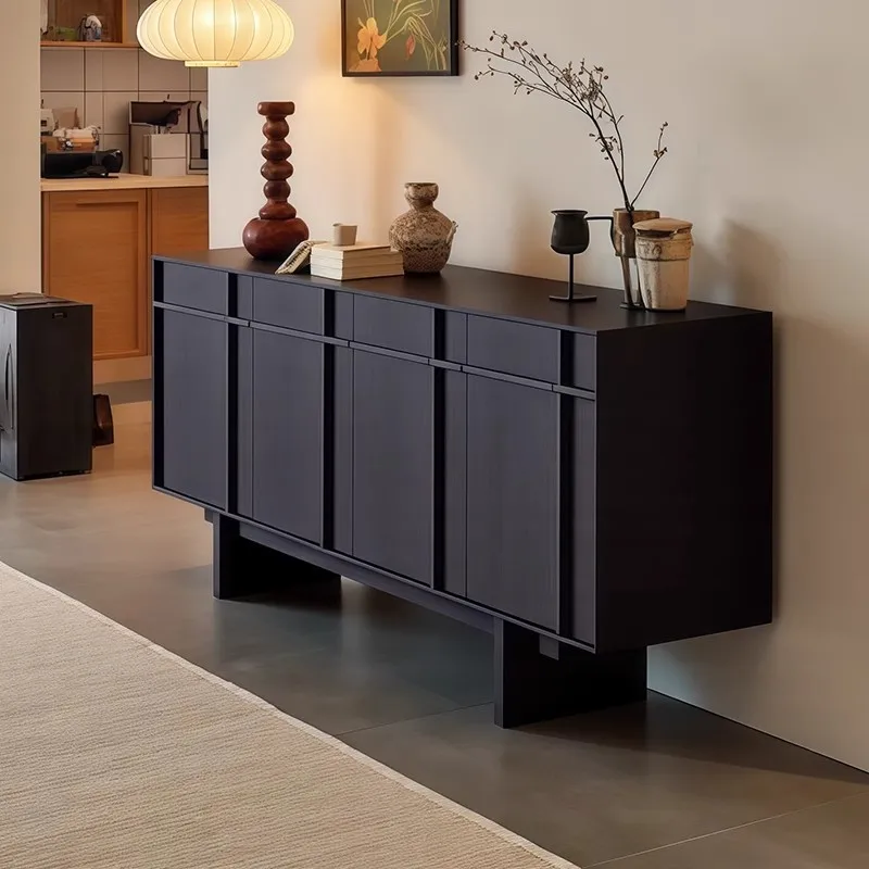 

Medieval style solid wood dining side cabinet, living room household size retro style locker, entrance cabinet