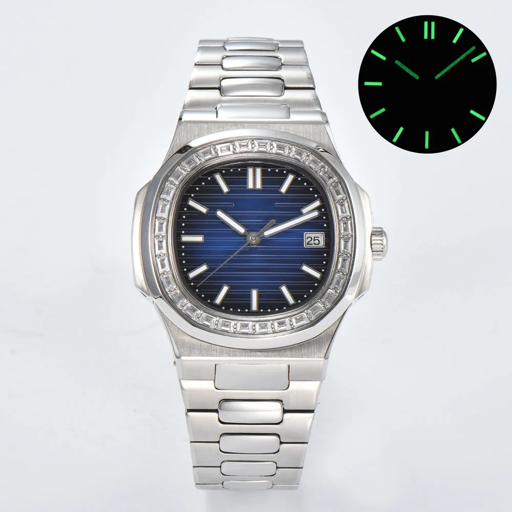 Relojes nautilusos NH35 de lujo para hombre de 43 mm con esfera azul tiffa, caja de cristal de zafiro de oro rosa 5711/1A-018, puede personalizar el logotipo