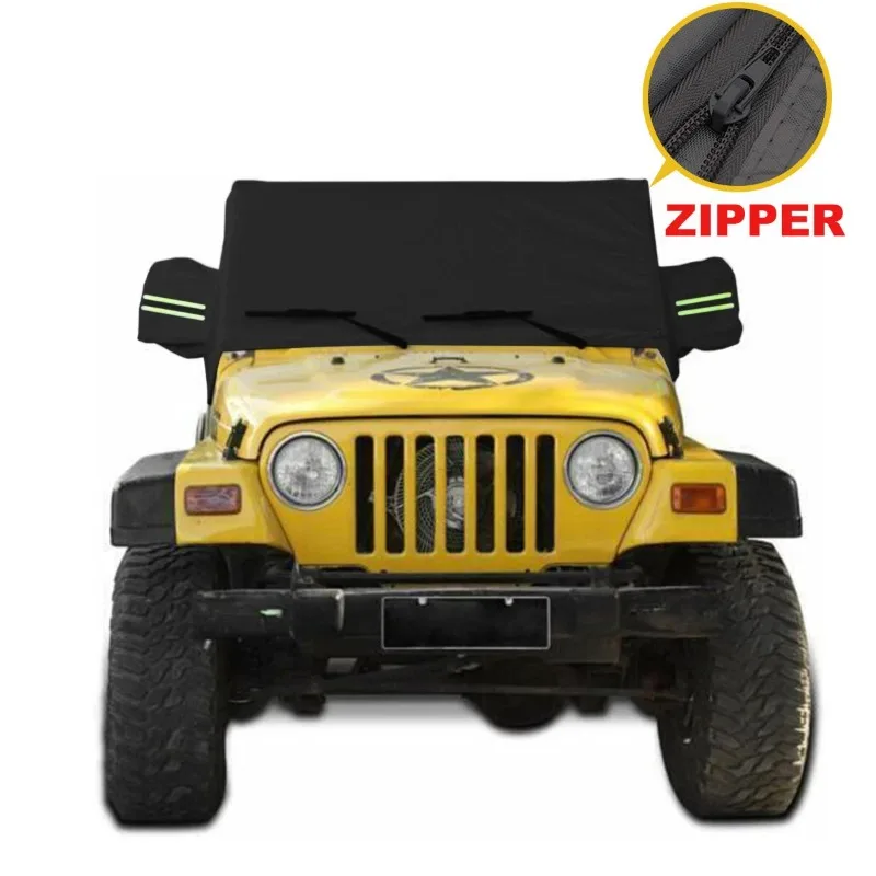 

Black Half Car Cover For JEEP Wrangler TJ 2 Door/4 Door Waterproof Anti UV Sunshade Dust Protector Cover Exterior Accessories