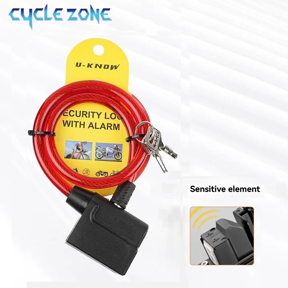 دراجة الطريق الجبلية قفل مضاد للسرقة دراجة الصلب كابل الأمان سلسلة قفل إنذار عالي الحساسية تحذير قفل أمان مع 2 مفاتيح #1