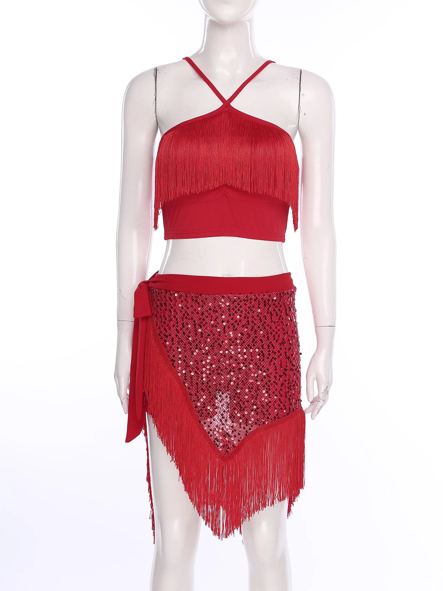 Costume da danza del ventre da donna Set reggiseno con paillettes Pantaloncini con lacci Sciarpa sui fianchi Pantaloncini di sicurezza Abbigliamento da ballo in 3 pezzi Tango latino Prestazioni jazz