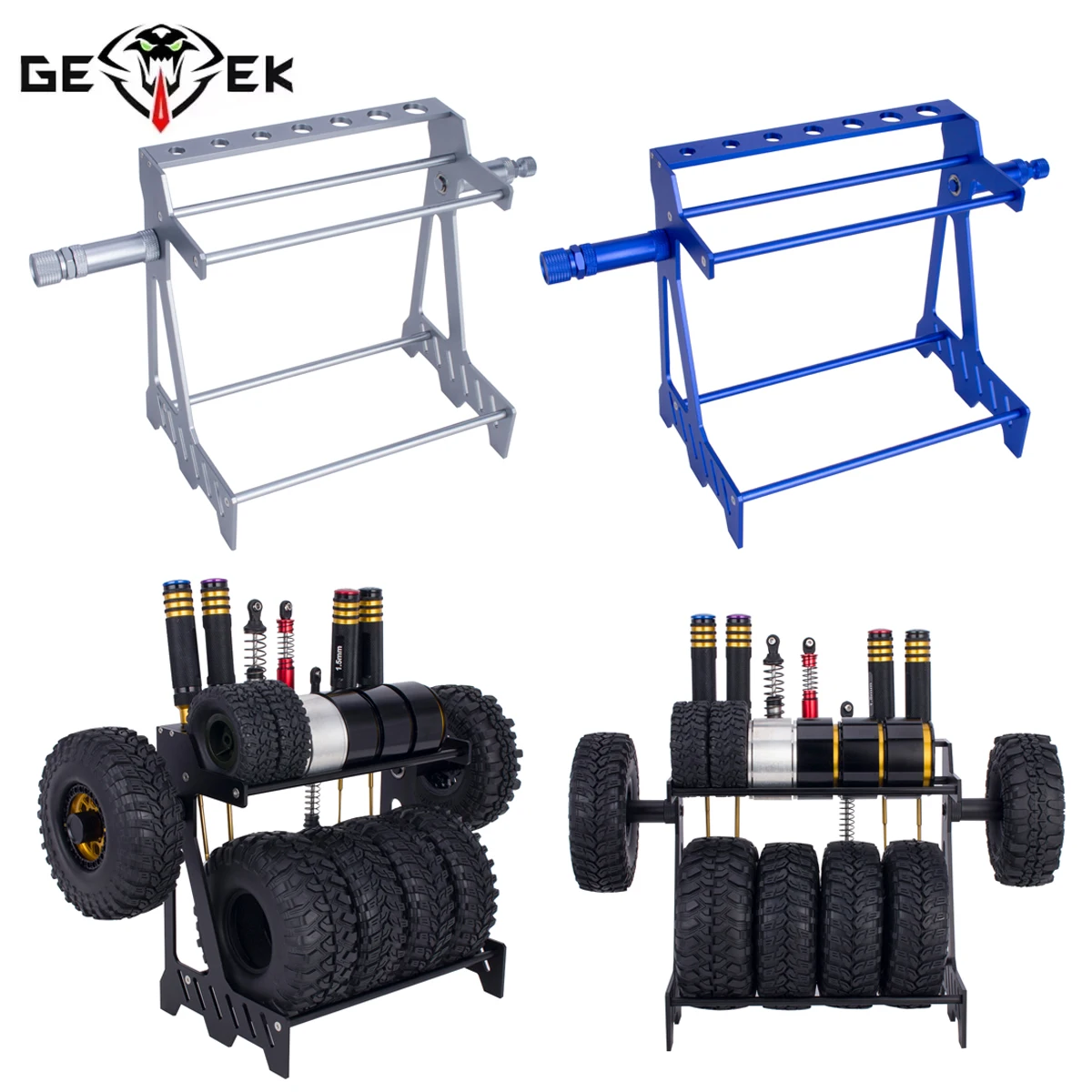 Aluminum 1.9" 2.2" Wheel Tires Rack Tire Shock Absorbers Display Stand for 1/10 RC Crawler Car SCX10 TRX4 TRX6 TAMIYA TT02 Tools