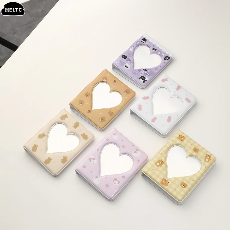 1pc 3Inch Mini Photo Album Cute Cartoon Bear Album Love Heart Hollow Kpop Photocard Holder Idol Star Chasing Binder Collect Book