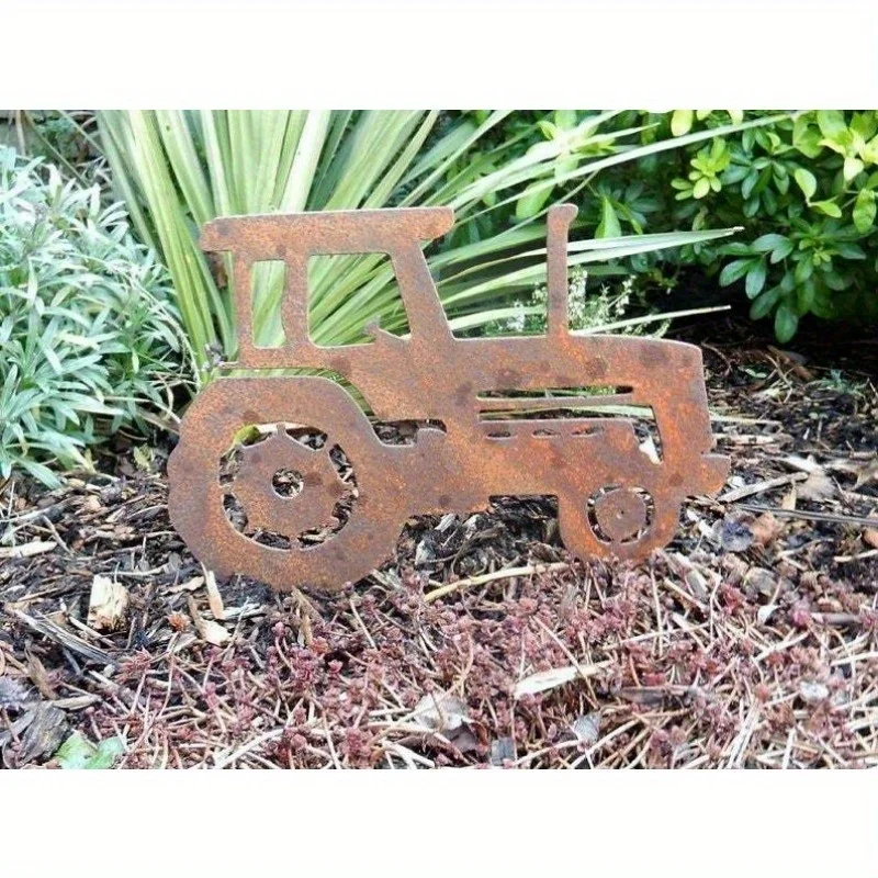Vintage Rusty Metal Tractor Decor - Rustic Farmhouse Garden Art Decoration, Durable Metal Farm Gift for Outdoor Patio