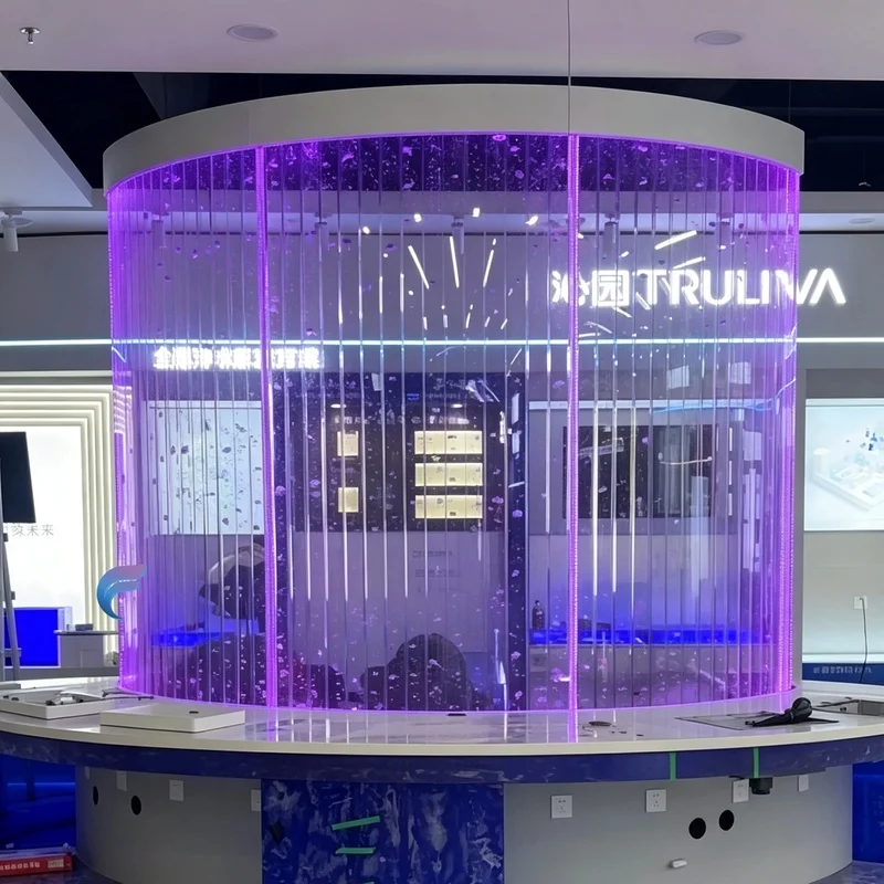 custom.Freestanding Curved Bubble Wall Screen LED Color Changing Bubble Divider Lobby SPA Casino Decor
