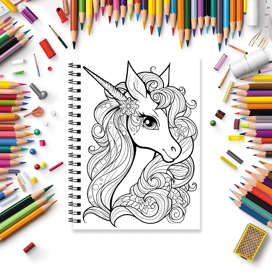 Coloring Book - 8.3 x 11.2 inches 32 pages of cute unicorn coloring book - ideal gift for family or friends