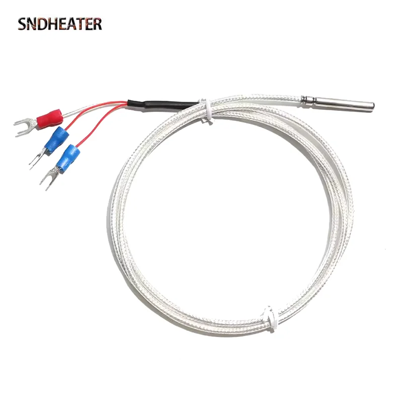 SNDHEATER PT100 Thermocouple 4x30MM Temperature Measuring Probe Thermistor with 3 Terminal Connector PTFE Cable 1M 2M 3M 4M 5M