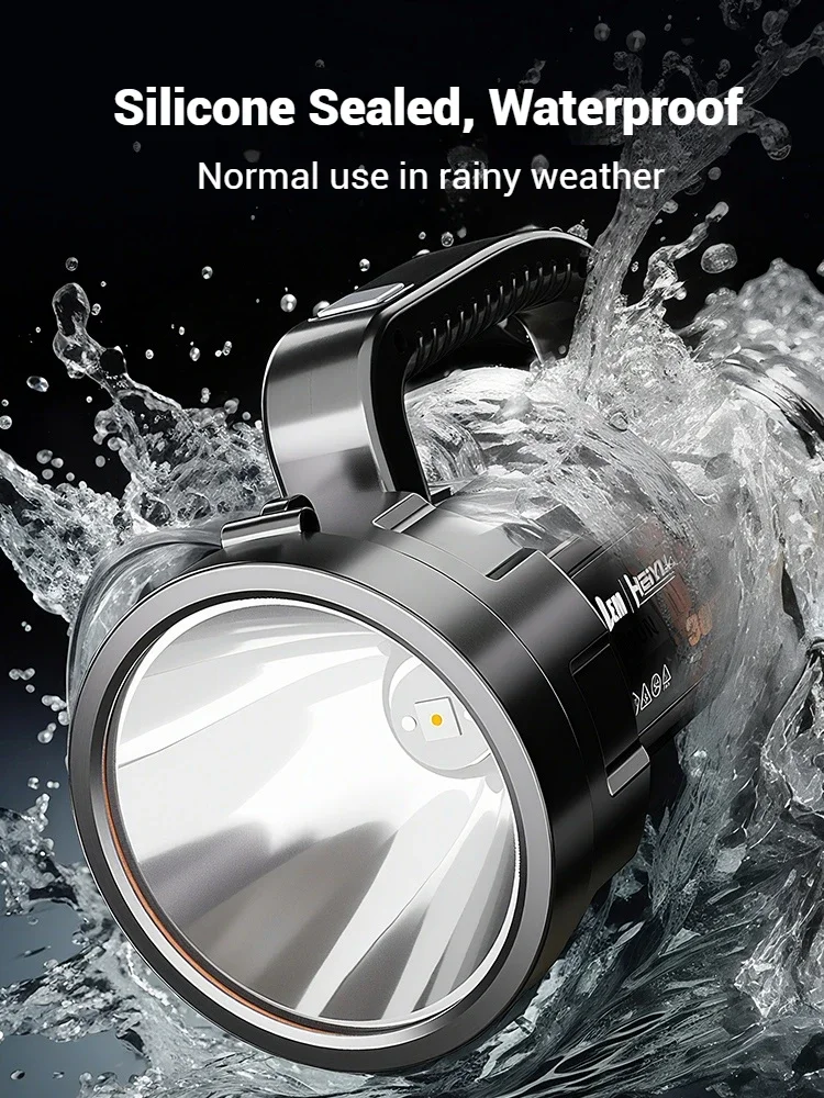 New High Power LED Flashlight Waterproof Fishing Lantern Torch USB Searchlight Camping Lamp Rechargeable Powerful Spotlight