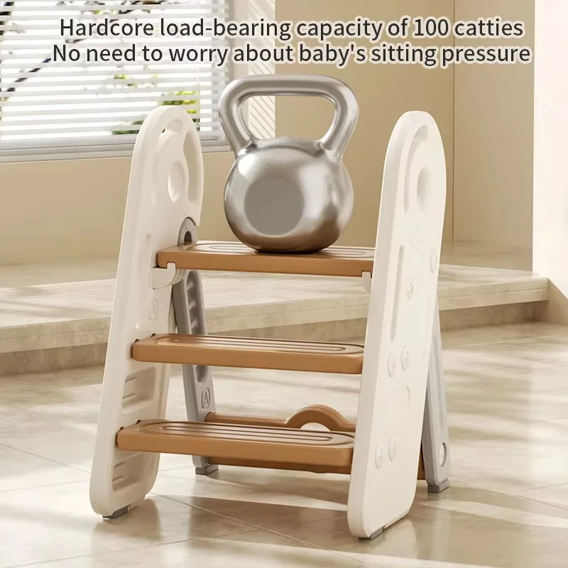 Kids Plastic Step Stool Kitchen Helper Ladder Folding Footstool