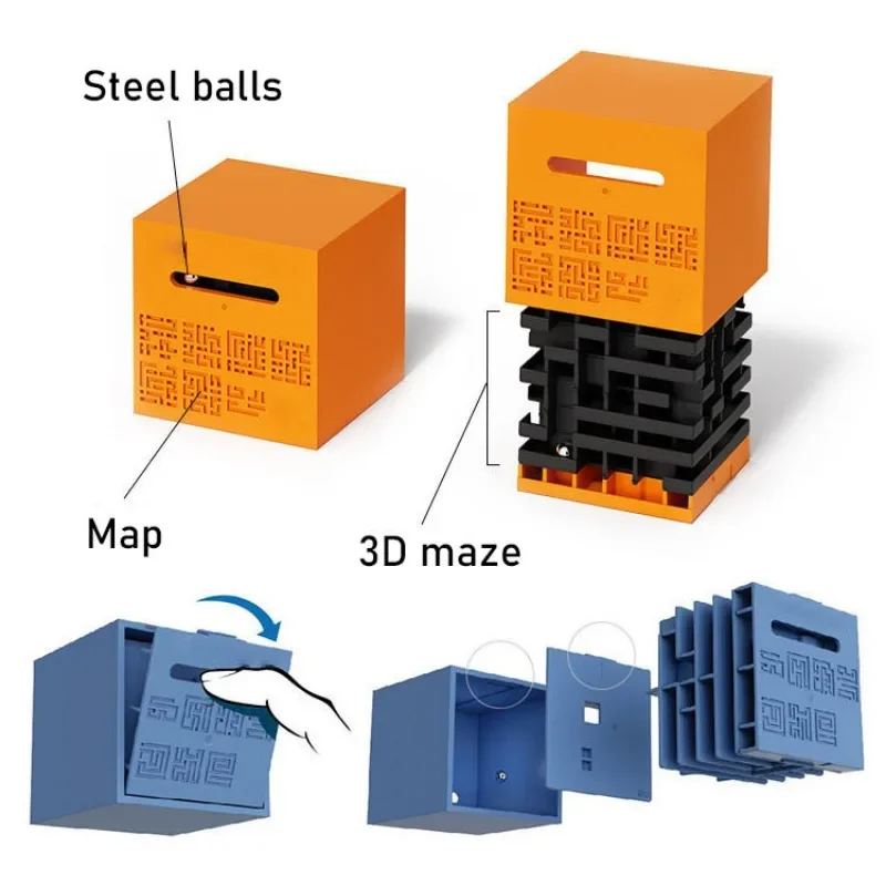 Ensemble de labyrinthe 3D pour adultes et enfants, jeu de balle multicouche, jouet de puzzle de cube, casse-tête, défi cérébral, cadeau de jouet de décompression