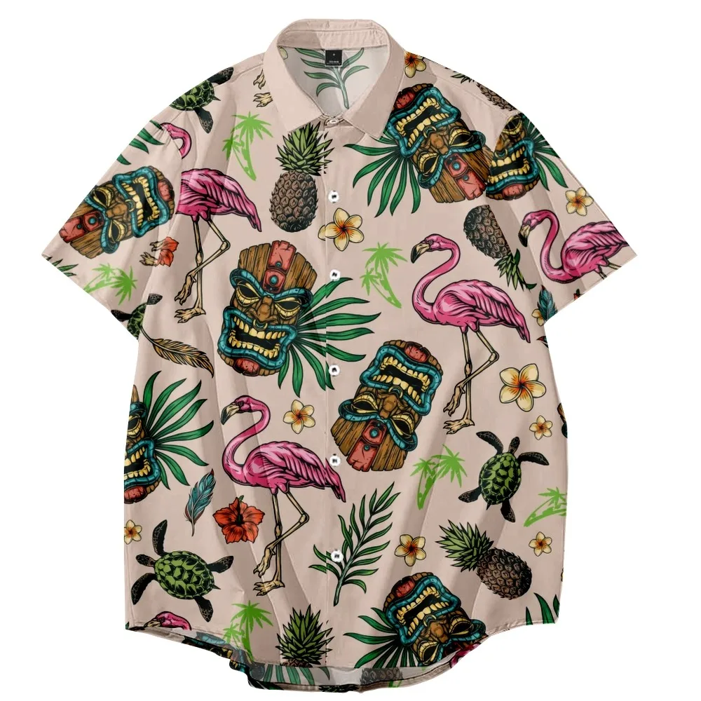 

Summer 2024 Men's Aloha Short Sleeve Hawaiian Shirt 3d Print Couples Oversized Beach Top