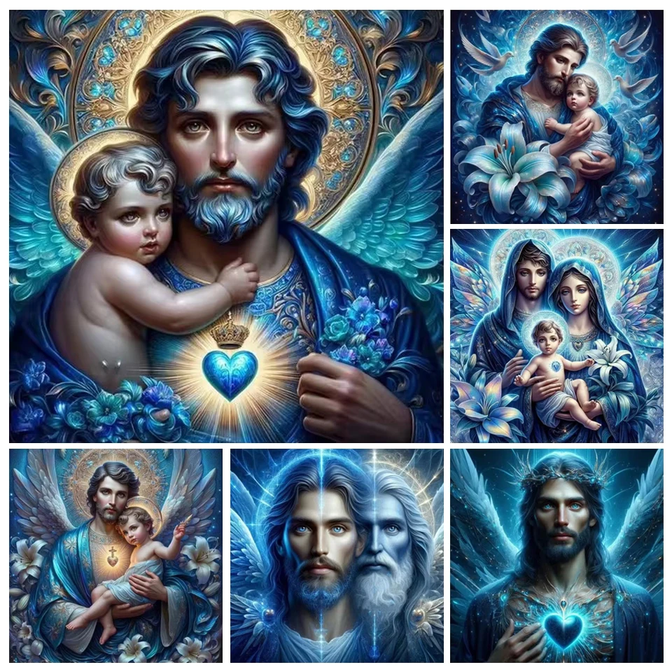 DIY Jesus Kids Diamond Painting Kit Water Diamond Mother Virgin White Lily Religious Cross Embroidery Diamond Mosaic Home Decor