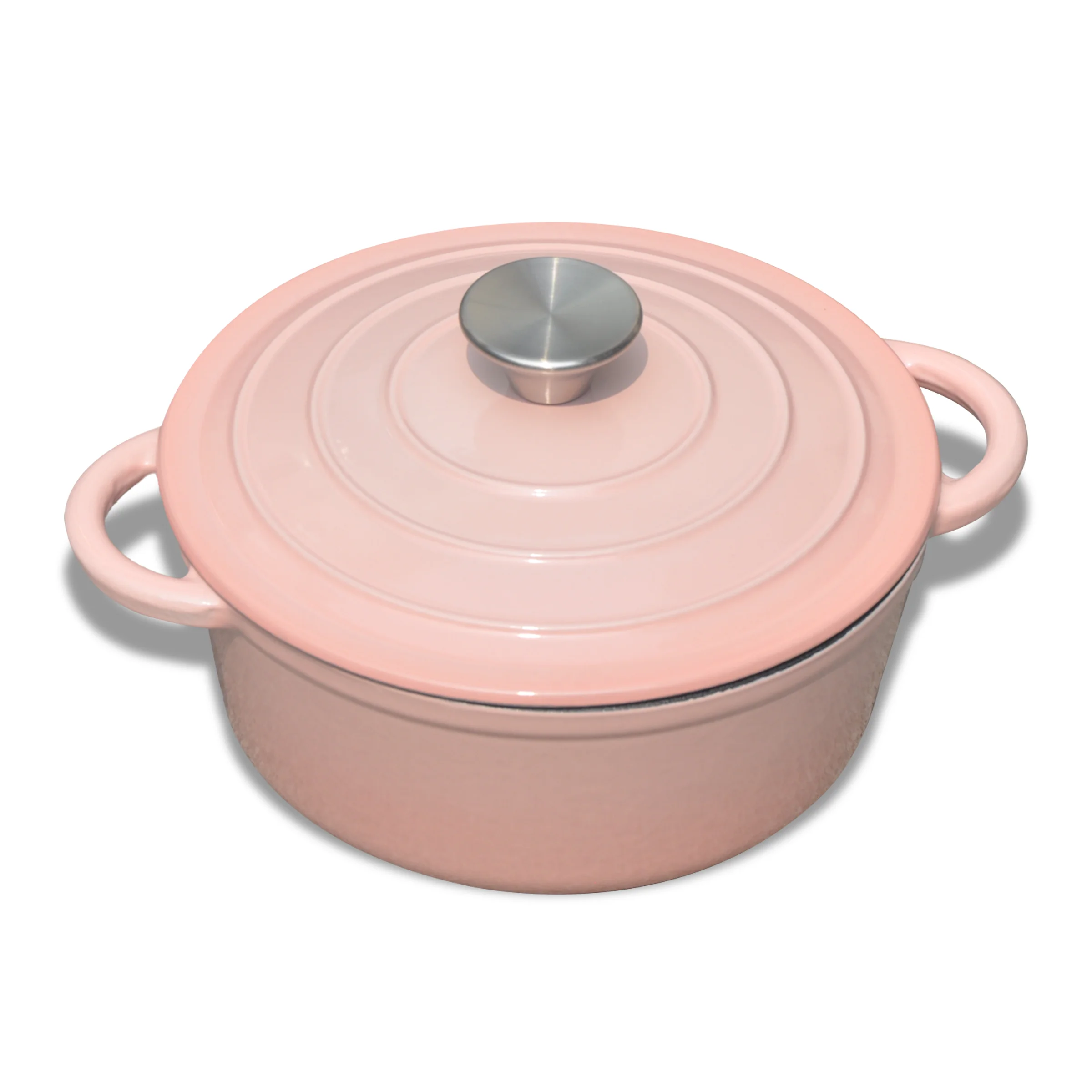 26cm Modern Durable Enamel Cast Iron Dutch Oven Roast Pan with Double Handle and Lid for Home Kitchen and Dining Room Use