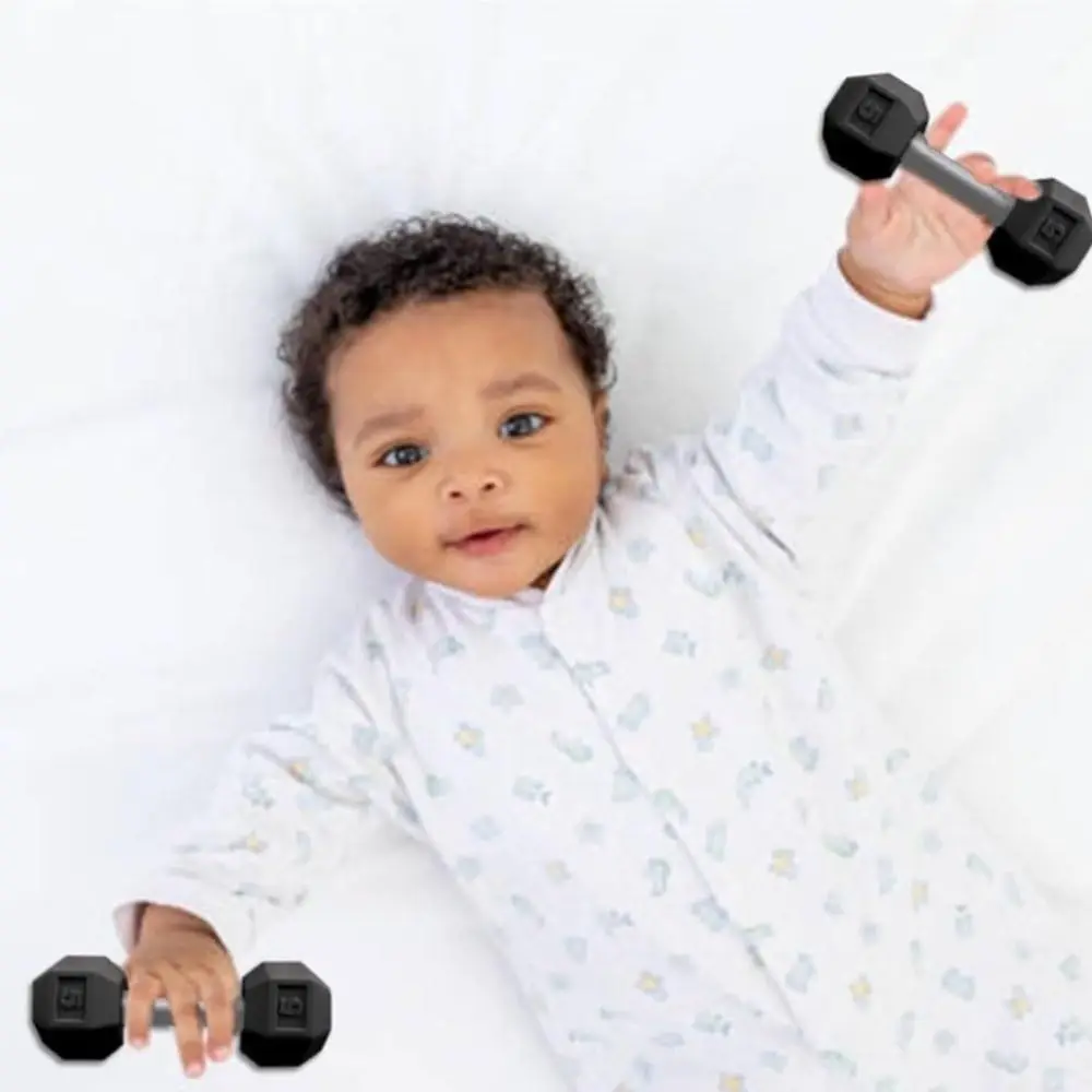 1PC Miniature Baby Dumbbell Creative Miniature Baby Rattle Dumbbell Toy Exercises Weight Lightweight and Easy to Hold