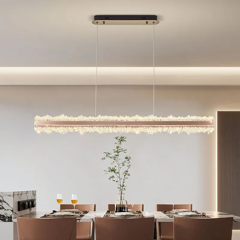 Italian Style Light Luxury Long Strip LED Acrylic Pendant Light Hall Designer Model Room Bedroom Restaurant Lighting Fixtures
