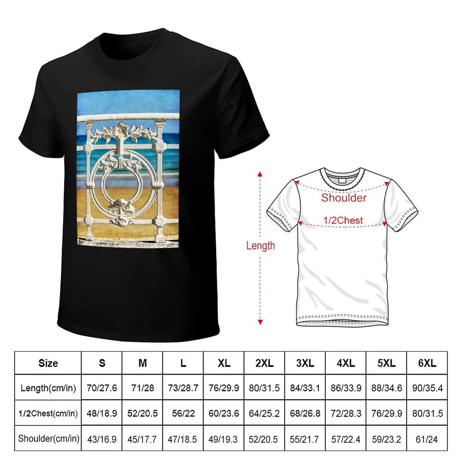 Concha Bay Railing in San Sebastian T-Shirt men t shirt cotton 100% T-Shirt