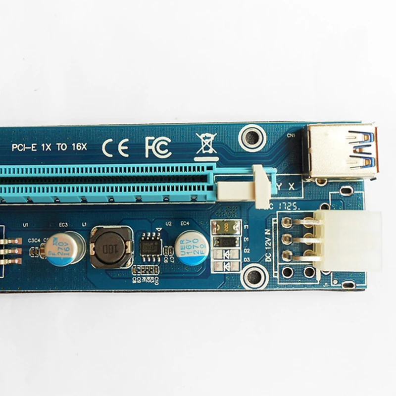 VER006C PCI-E Riser Card pour GPU Mining, PCIE 1X à 16X Extender, 60cm, Câble USB 3.0, SATA à 6Pin Power rette, 2PCs
