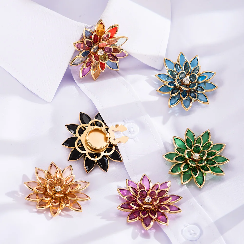 A Pair Colorful Marquise Flower Shirt Buttons for Women DIY Craft Collar Cuff  Buttons Floral Sewing Accessories